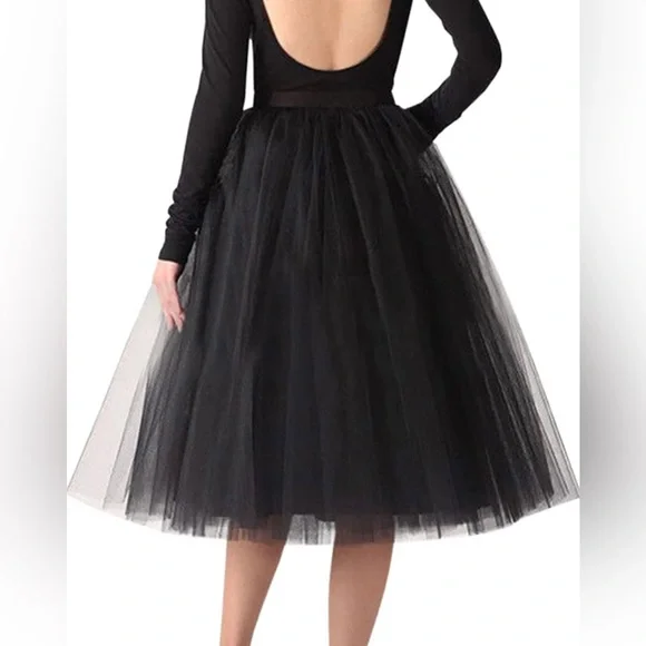 Black Tulle A line Skirt XL Waist: 34"-36"; Length: 25”-26"       5 layers tulle - Picture 2 of 2